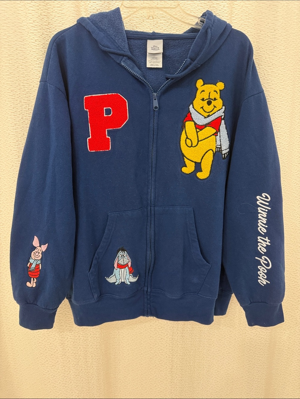 Disney Winnie the Pooh Zip Hoodie with Embroidered Patches